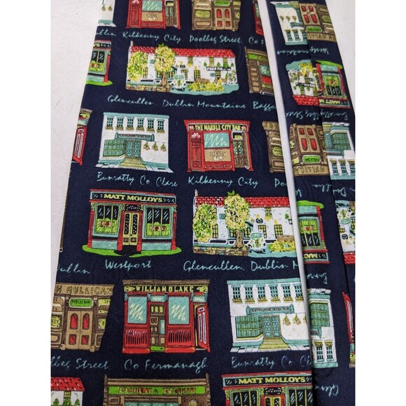 Irish Pubs of Ireland Mens Neck Tie 100% Silk Outer By Traditional Craft 58” - Picture 3 of 7